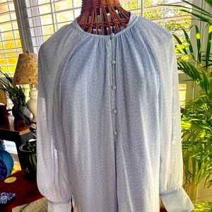 Lauren Conrad feminine cloud blue sheer blouse